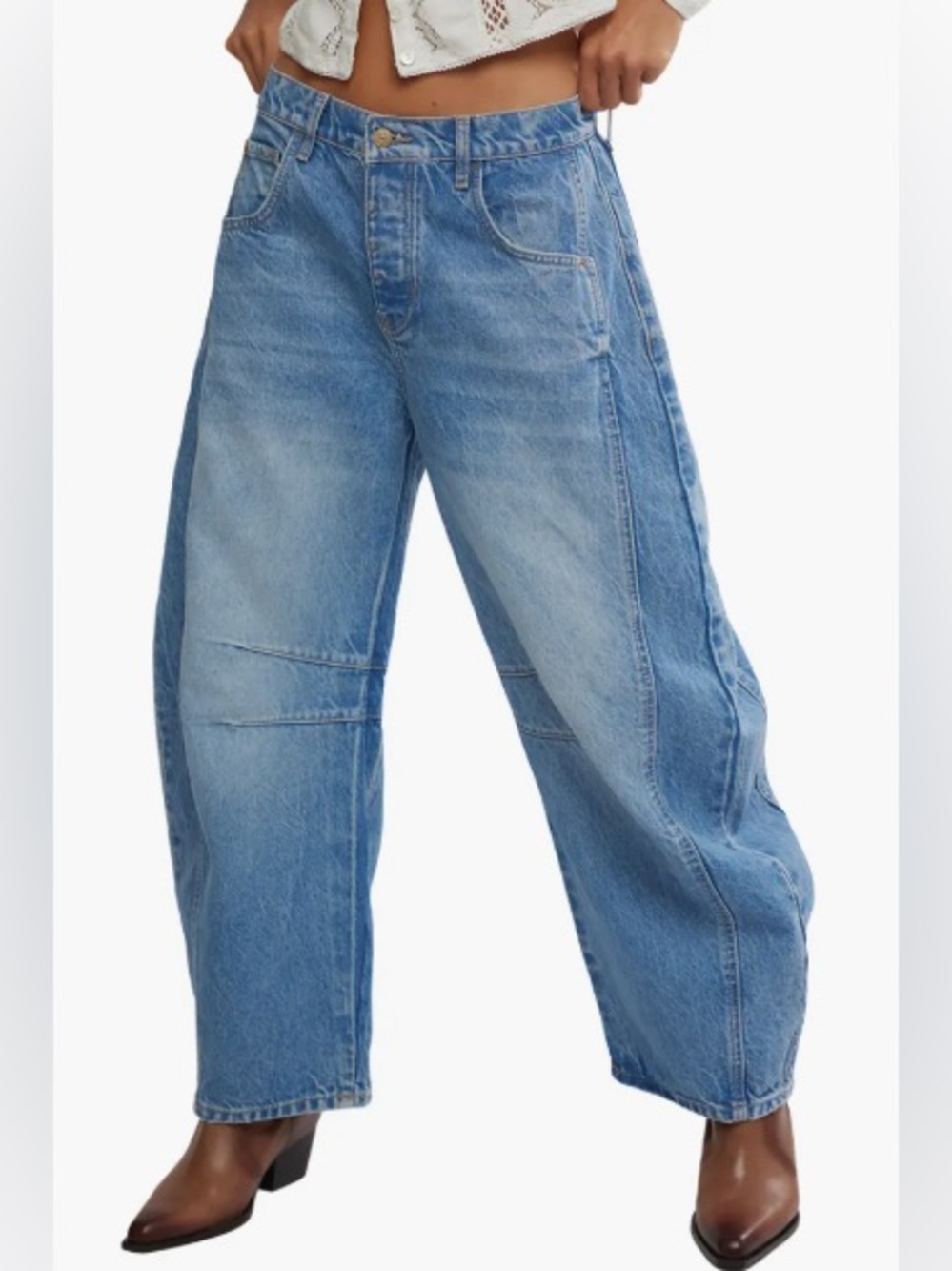 Free People, We the Free Good Luck Mid Rise Barrel Leg Jean - Picture 2 of 7